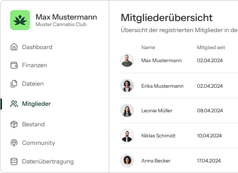 Clubverwaltung Interface Cannabis Social Club Software